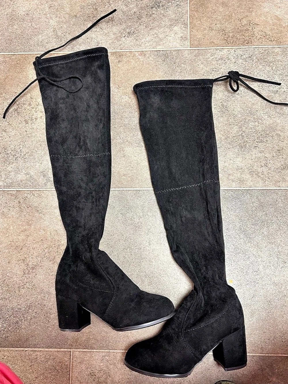 Black Over-the-Knee Heeled Boots EU 39